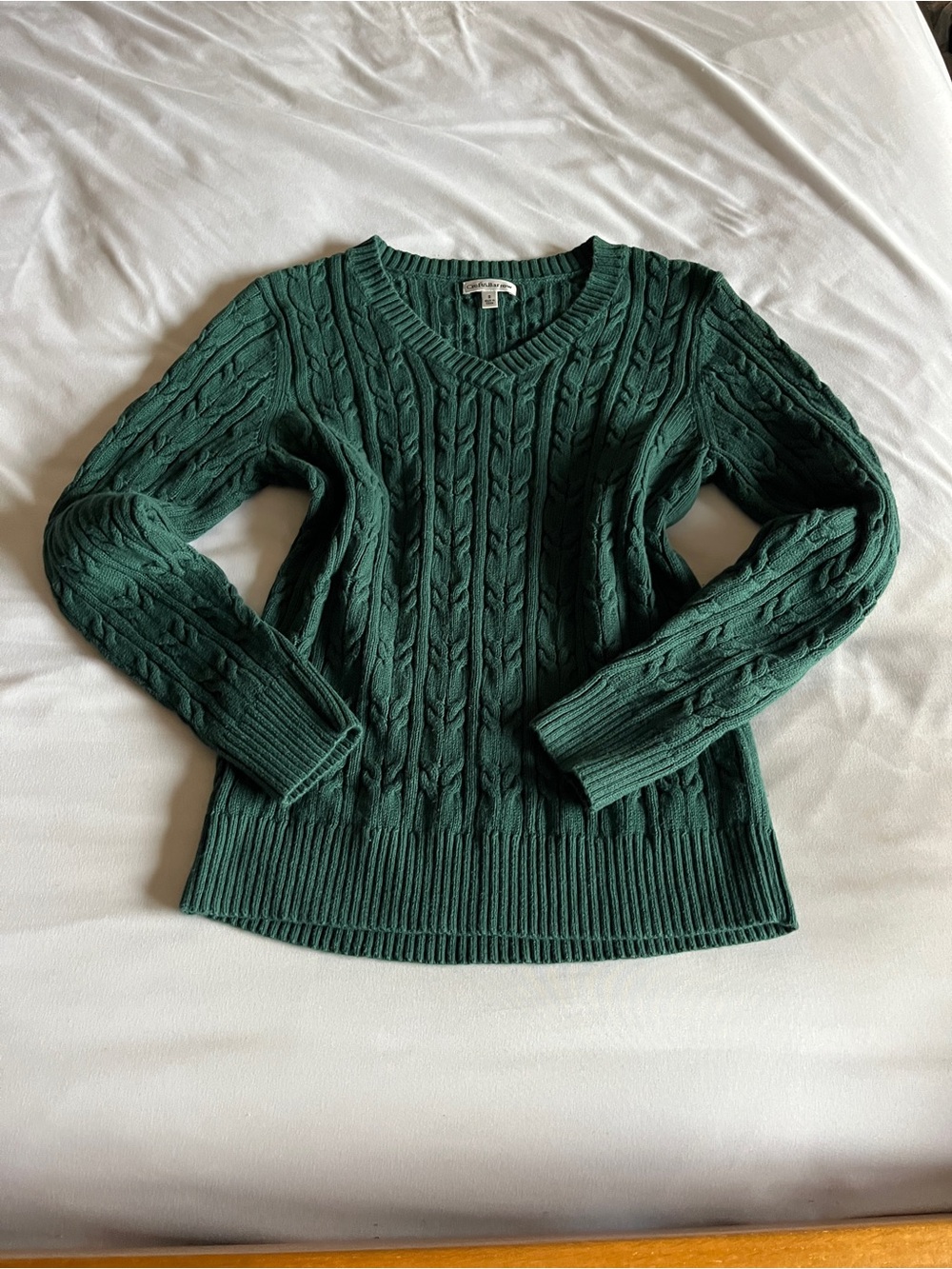 croft & barrow Green Cable-Knit V-Neck Sweater